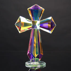 Jembatan kecil buatan tangan kristal warna AB kaca Salib Suci koleksi patung malaikat dipoles segi enam berdiri bening Souvenir - Product Image 4