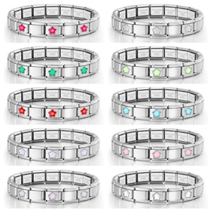 Pulsera Modular de Acero Inoxidable con Eslabones Italianos en Forma de Estrella, Joyería de Moda Unisex - Product Image 1