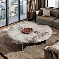 Table basse en marbre minimaliste haut de gamme de designer italien ensemble de tables à thé de style wabi-sabi pour meubles de salon à domicile