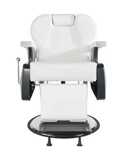 Chaise de barbier blanche de qualité supérieure pour salon de beauté, cadre en acier inoxydable durable, base ronde, chaise de barbier pour salon - Product Image 2
