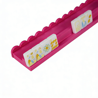 Support de jeu de Mahjong rose pour femmes, en bois, 19 pouces, avec support festonné et poussoir