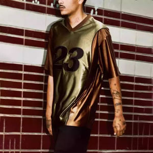 Футболка-джерси в стиле ретро 90-х с индивидуальным именем и номером, из сатина, для спорта, официальных мировых матчей, баскетбола, хоккея, футбола - Product Image 2