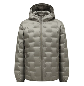 Veste d'hiver pour homme en tissu double couche de couleur unie, patchwork, à capuche, décontractée, chaude - Product Image 1