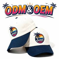 Casquette de baseball personnalisée en coton à six panneaux, visière incurvée, bicolore marine, broderie coucher de soleil, pour vacances à la plage, station balnéaire, voyage