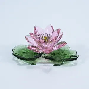 2024 Hot Marketing Cristal Lotus Ornements Ménage Grand Cristal Fleur De Lotus Décoration pour Cadeau D'artisanat