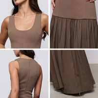 Robe longue sans manches à col carré pour femme, style bohème décontracté, fabrication OEM/ODM, faible MOQ