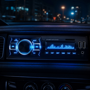 Reproductor <span class=keywords><strong>MP3</strong></span> para Auto 1 Din, Bluetooth 5.0, Radio FM, Carga USB Dual, Ranura TF, Retroiluminación de 7 Colores, Acabado Plateado -VOLOX - Product Image 3
