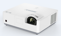 Komplette Projektionsausrüstung zum Fabrikpreis: 5000lm Laser-Projektor + 150 Zoll Schnellklapp-Leinwand für Messen, inklusive HDMI