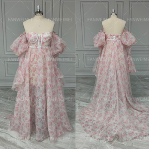 <span class=keywords><strong>Vestido</strong></span> <span class=keywords><strong>de</strong></span> maternidad con estampado <span class=keywords><strong>de</strong></span> tul 14509 # para sesión <span class=keywords><strong>de</strong></span> fotos manga extraíble hasta el suelo vestidos <span class=keywords><strong>de</strong></span> noche para embarazadas con cordones en la espalda - Product Image 5