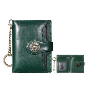 Prix de gros d'usine mignon portefeuille femmes personnalisé en cuir vert <span class=keywords><strong>Ridge</strong></span> portefeuille pour les femmes - Product Image 1