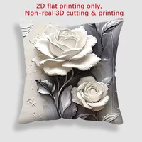 Housse de coussin d'intérieur en peluche courte pour salon, motif floral moderne imprimé, 45x45cm