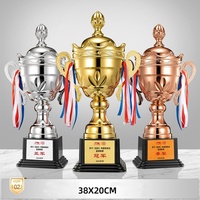 Réunion sportive Globe mondial personnalisé créatif Figurines 3D en métal haut de gamme Trophée plaqué or Trophées de la coupe Fabriqué en Chine