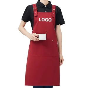 Salon Apron Hotel Restaurant Bar Uniforms 100% Cotton Waterproof Apron Custom Logo