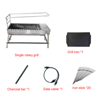 Portable Pliant Électrique BBQ Brochette Grill USB Rotatif Charbon De Bois Barbecue Machine avec 14 Cordes pour Camping En Plein Air Pique-Nique