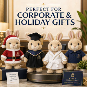Peluche personnalisée confortable en forme de lapin pour hôtel, avec logo, tenues, cadeau d'entreprise professionnel, cadeau de Noël, animal en peluche, <span class=keywords><strong>jouet</strong></span> doux, OEM ODM - Product Image 5