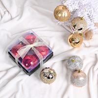 Nouvelle Boule de Noël Mate Électroplaquée à Paillettes Diamantées de 8 cm, Décoration Suspendue Directe Usine pour Arbre de Noël et Fêtes
