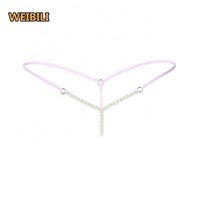 최고 판매 여성 오픈 가랑이 섹시한 끈 팬티 구슬 체인 팬티 속옷 낮은 상승 T-백 속옷 란제리 진주 공