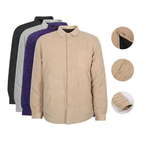 Oem Op Maat Effen Kleur Casual Lange Mouwen Corduroy Shirt Herfst Voor Mannen Geweven Corduroy Stof Profesional Effen Geverfd