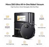 Robot Vacuum Cleaner Mova Z60 Ultra 28000Pa Daya Hisap, Pel Basah Kering, Deteksi Karpet Otomatis, Pemetaan LDS, Bebas Kusut, Duobrush