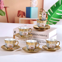 Fleur marbre motif plaqué or Logo fête de luxe réutilisable lait eau soucoupes personnalisées en céramique boisson tasse ensembles café thé tasse