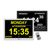 Pro jam tangan analog, kalender Digital besar 15 "Jam hari Senior analog pengingat obat DST otomatis beberapa alarm kustom