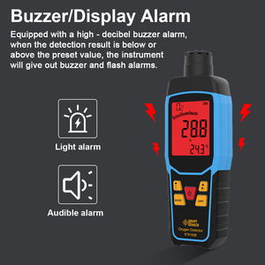 ST8100B Moniteur de <span class=keywords><strong>qualité</strong></span> de l'<span class=keywords><strong>air</strong></span> <span class=keywords><strong>intérieur</strong></span> portable Thermomètre de température Alarme 0 à 30% Analyseur d'oxygène et de gaz O2 Détecteur Testeur Mètre - Product Image 4