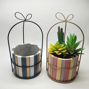 Regalo soporte de metal redondo colorido cemento flor maceta para <span class=keywords><strong>plantas</strong></span> suculentas - Product Image 1
