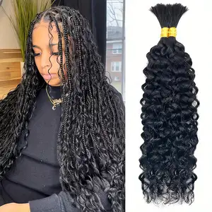 Оптовая продажа, человеческие волосы для плетения необработанных афро-волнистых влажных и волнистых человеческих волос