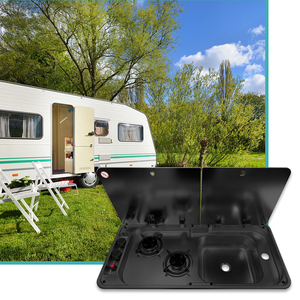 Combinazione Premium JDA Lavello e Piano Cottura in Acciaio Inox 304 Nero <span class=keywords><strong>per</strong></span> <span class=keywords><strong>Camper</strong></span>, Roulotte, Barche, Yacht e Rimorchi Marini - Product Image 4