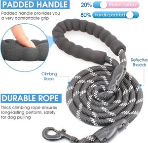 Comforting Pet <b>Leashes</b> 8mm Reflective Threads Rope Webbing Non Tangle <b>Dog</b> <b>Leash</b> Bulk Small Large <b>Dogs</b> Black Walking Training - Product Image 5