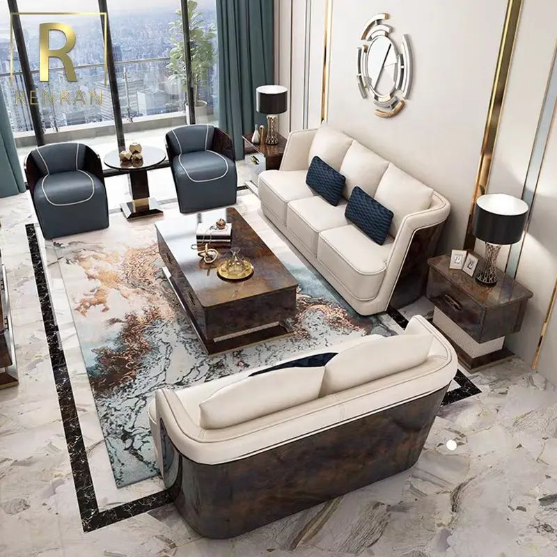 hot sale luxury classic italian style furniture sofa set dubai leather sofa living room furniture