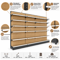 Étagère de présentation pour supermarché, robuste, simple face, en bois, pour magasin de détail, épicerie, étagère murale en métal réglable