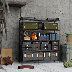 MZG Industrial Wide <b>Wire</b> Shelving Garage Heavy Duty High Capacity Metal <b>Wire</b> Storage <b>Shelves</b> Unit Rack with Wheels - Product Image 2
