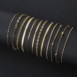 Groothandel modieuze en eenvoudige dameskettingarmbanden met elektrolytisch vergulde 18K gouden roestvrijstalen armbanden - Product Image 5