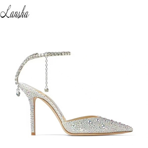 Luxury point toe Gradient <strong>pink</strong> rhinestone stiletto <strong>heels</strong> for <strong>women</strong> summer dress shoes party shoes - Product Image 5