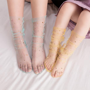 ग्रीष्मकालीन पतली रेशम सॉक पारदर्शी स्टारी ग्लिटर सीधे परी स्लॉच महिला मोजे - Product Image 2