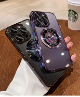 Compatible avec 16 Pro Max / 15 Étui transparent magnétique avec prise en charge de la charge sans fil Protection antichoc électro-plaquée