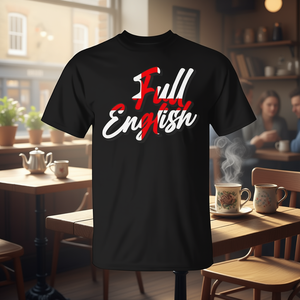 T-shirt minimaliste Full English Breakfast, design unisexe noir - Product Image 3