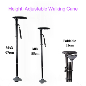 Canne de marche pliable à LED pour seniors, hauteur réglable, légère, durable, en aluminium, matériel de réadaptation thérapeutique - Product Image 5