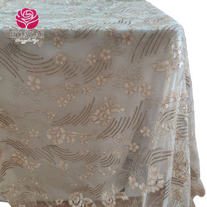 Er045-vàng Champagne 8ft hình chữ nhật Vòng phổ biến thêu trang trí bảng dệt vải cho khăn trải bàn đám cưới - Product Image 5