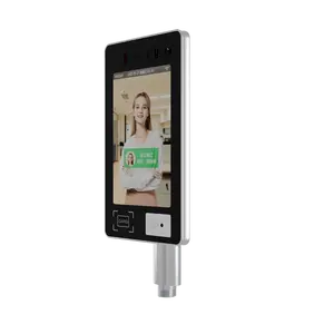 Android 8 inç dokunmatik ekran yüz tanıma ve sıcaklık ölçümü biyometrik erişim kontrolü zaman katılım makinesi