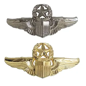 Aviation New Design Qualification Gold Silver Flight Wing Metal Lapel Pin Badge