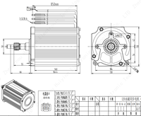 Moteur sans balais à ondes sinusoïdales à haut régime avec arbre à 16 dents, 1500W 2000W 60V 72V, avec 5 paires de pôles magnétiques en forme de V