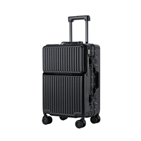 Valise cabine à texture PC avec cadre en aluminium, ouverture frontale, serrure TSA, roues silencieuses pour avion, approuvée par les compagnies aériennes