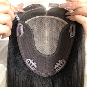 Extensiones de cabello con clip de color natural, nudos invisibles, base de seda atada a mano de 6x6.5 con línea de cabello de encaje, topper de cabello humano sin procesar. - Product Image 3