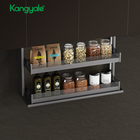 Panier de cuisine élévateur à commande vocale intelligente, rangement automatique à tirage tactile, double couche, en aluminium et verre trempé