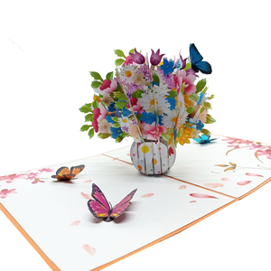 Tarjeta Pop-up 3D de Flor Cosmos Hecha a Mano en Vietnam, Diseño Personalizado, Corte Láser, Impresión Offset, Manualidades de Papel, Regalo Promocional - Product Image 1