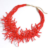 Collier de style corail de perles de rocaille faites à la main Boho vintage ras de cou en perles légères exagérées pour les femmes accessoires de mariage de fête