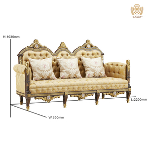 Meubles de maison ensemble de canapés anciens chaise sectionnelle chaise de salle à manger rétro style bois français italien luxe classique royal européen - Product Image 2