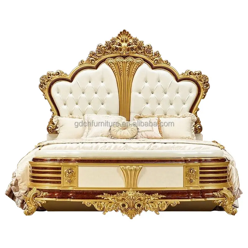 Letto intagliato in legno massello di lusso francese Villa letto da sposa in vera pelle camera da letto letto principessa mobili personalizzati